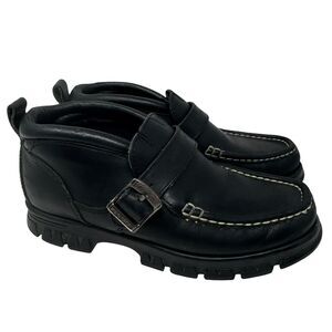 90’s Polo Ralph Lauren Sport Women Leather Chukka Buckle Mid Boot Size 7B Black